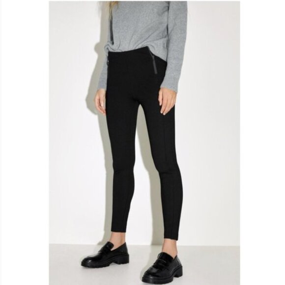 ZARA STRETCH BLACK ZIPPERED MID-RISE LEGGING PANT TROUSERS Sizes XS, S NWT - Picture 1 of 12